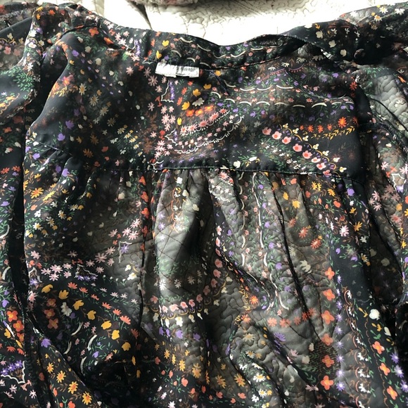 SAKS FIFTH AVE Floral Mesh Button-down Blouse - Picture 14 of 14